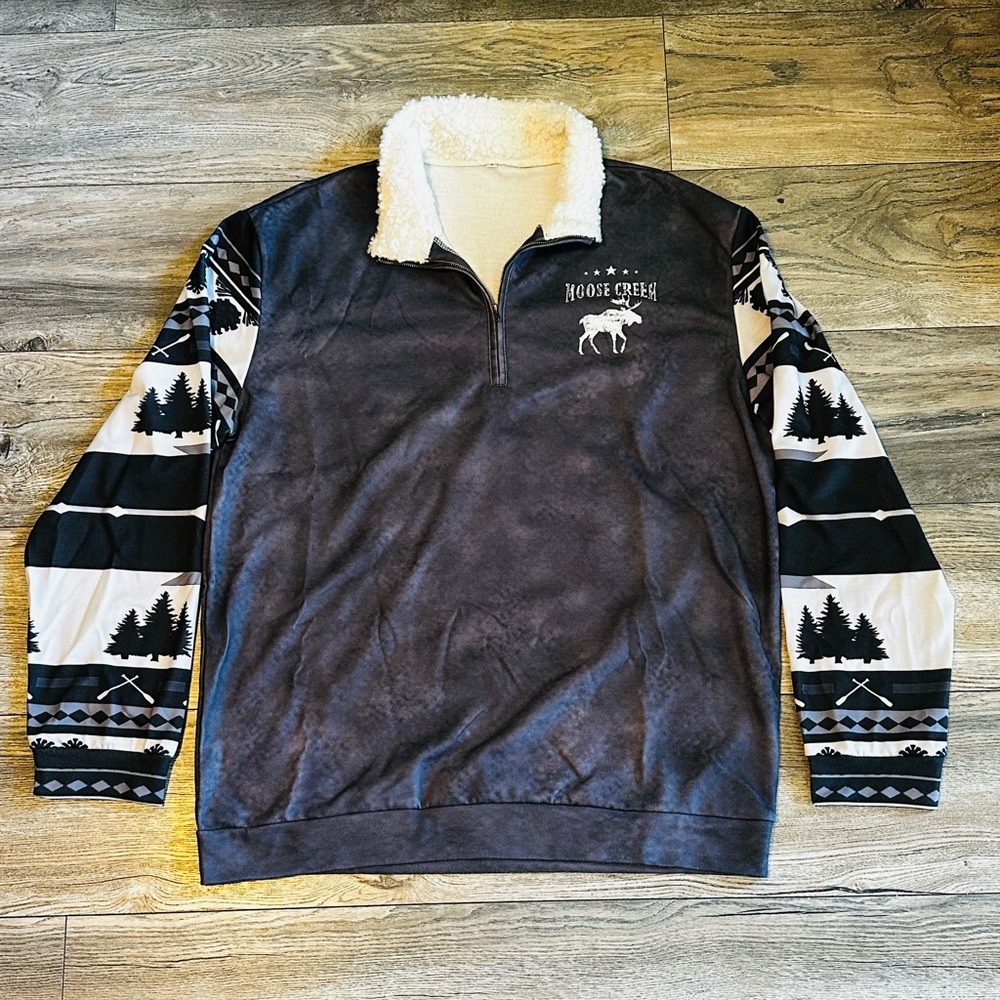 Moose Creek light WashMen's Western Aztec Print Quarter-zip Size Large Blue